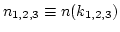$n_{1,2,3} \equiv n(k_{1,2,3}) $