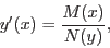 \begin{displaymath}y'(x)=\frac{M(x)}{N(y)},\end{displaymath}